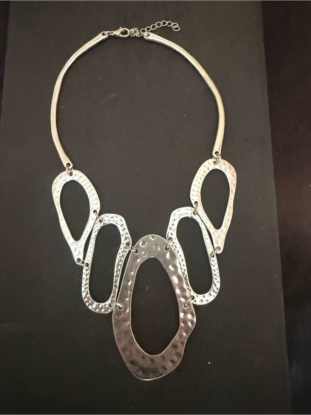 Silver Hammered Statement Necklace - Women Jewelry
